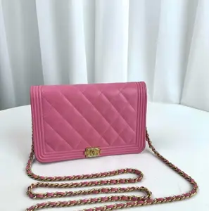 Pre-owned CHANEL Boy Wallet On Chain Clutch