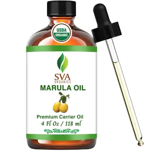 SVA Organics Organic Marula Seed Oil - 4 Fl Oz Cold-Pressed Virgin Unrefined Carrier Oil with Dropper - for Face, Skin Care, Hair Care