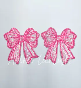 Pink Sequins Side Bows Patch