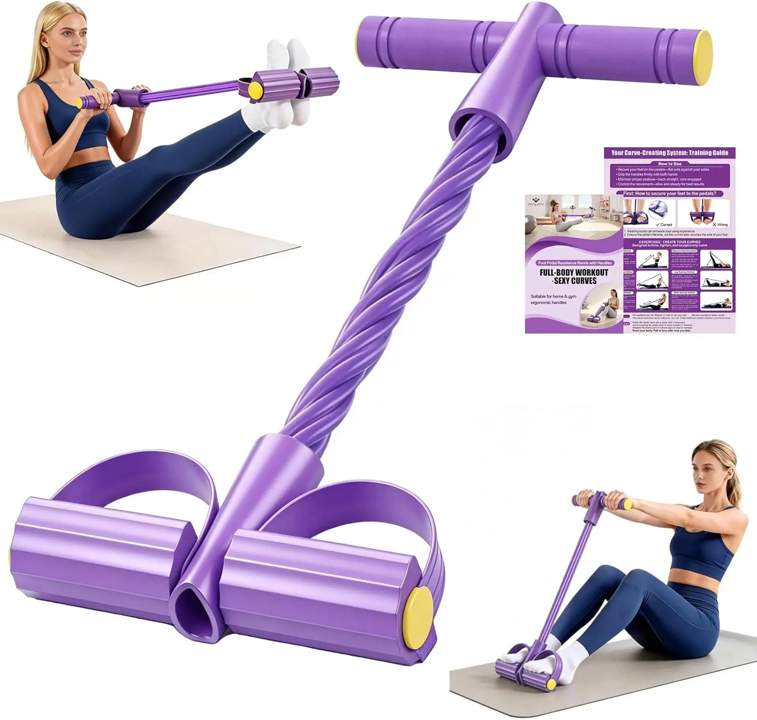 Unisex 6-Tube Natural Latex Resistance Band with Pedal, Portable Multifunctional Elastic Rope for Full Body Strength, Stretch, Ab Training, Gym Arm Slimming, Indoor/Outdoor Fitness Accessory