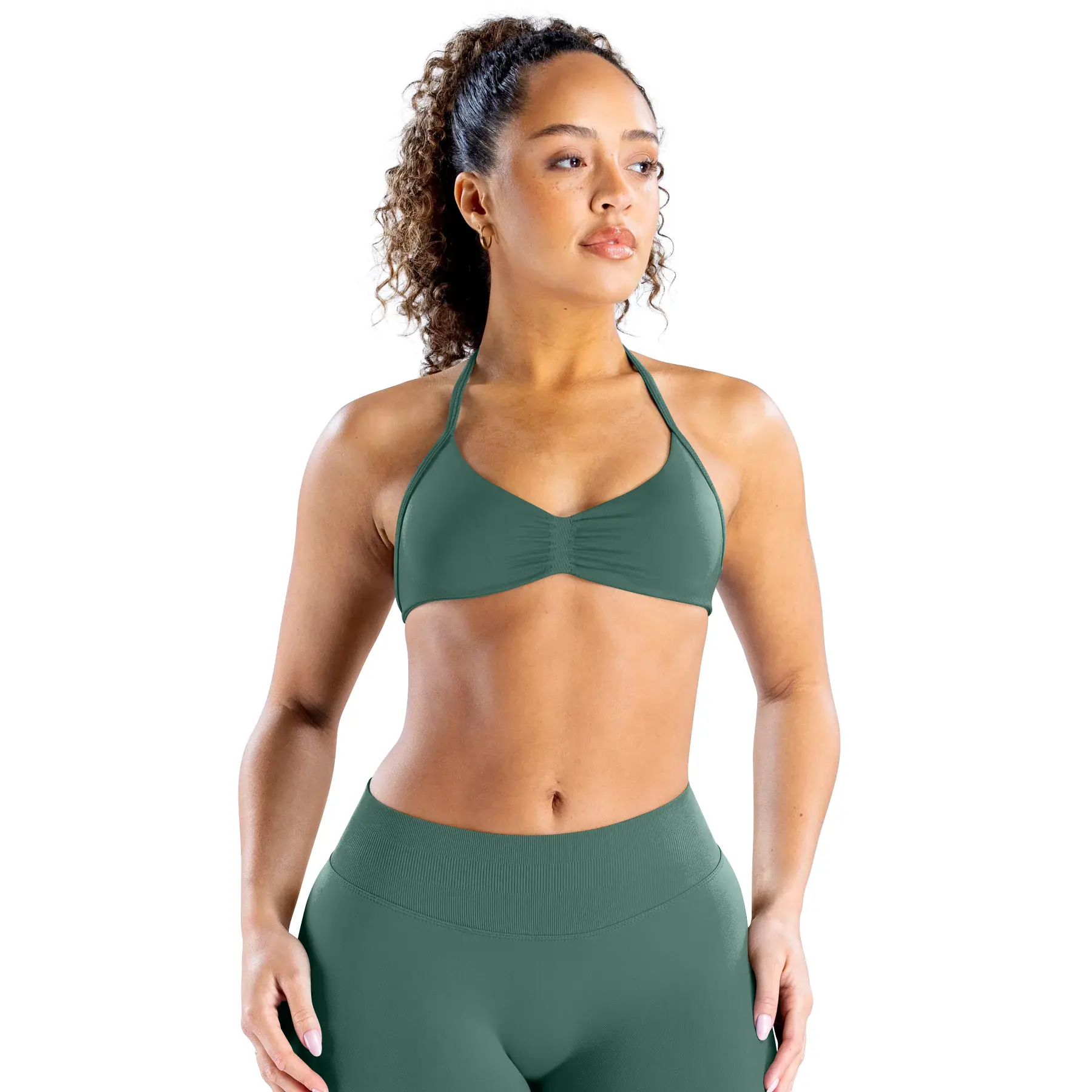 DEEFY Halter Sports Bra Open Back Padded Gym Workout Crop  Women Seamless Tank Tops Low Impact Bra Gym Fitness