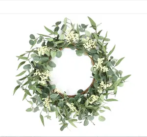 20'' Eucalyptus Wreath for Front Door, Porch, Window - Green Decor for Home, Farmhouse - Spring, Summer, Fall, All Seasons