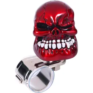 Skull Steering Wheel Spinner Knob Turning Driving  Power Handle Universal Fit      Mowers Forklifts Boat Golf Carts (Red)