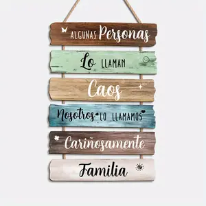 1pc decorative sign and plaque, wooden hanging plaque with inspiring family motivational quotes in Spanish, easy to hang, home decor, wall decor, outdoor decor, Halloween, Thanksgiving, Christmas holiday decoration, birthday gift.