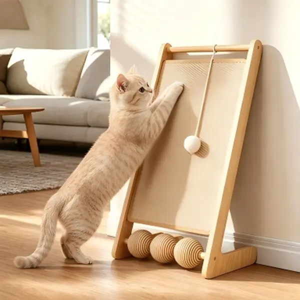 Tri-Stable Sisal Cat Scratching Pad, Pet Supplies with Rolling Ball Toy for Cat Furniture