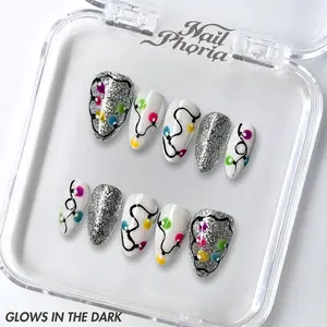 NailPhoria NEON EVE - Handmade Press-On Nails | Reusable, Salon-Quality, Long-Lasting, Glossy Design
