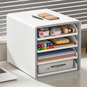 Desktop Storage Rack Open Multi-layer File Organizer Office Desk A4 Layered Drawer-type Document Cabinet Storage Cabinet