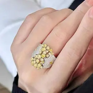 yellow A luxurious hand polished Moissanite ring paired with yellow zircon. Exquisite craftsmanship.Sparkling Moissanite and yellow zircon. Master level aesthetic design. Excellent quality. Brilliant and radiant. High quality hand polished.