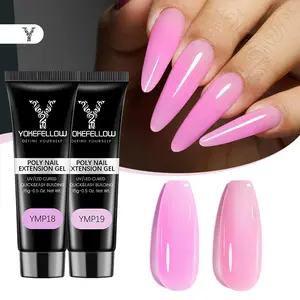 YOKEFELLOW Poly Nail Extension Gel 11 Toxin-Free Healthy Poly Nail Gel 2 Pcs 15g 0.5oz Quick & Easy Building High-Gloss Shine Long Last Extension Gel  Multifunction UV Extension Nail Gel for Beginners to Get A Fashion Nail at Home UV LED Cured YMP18-19