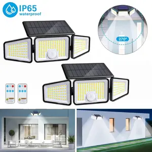 2-Pack 3-Head Solar Outdoor LED Security Lights, 2500LM Motion Sensor Spotlights, 270° Wide-Angle, IP65 Waterproof for Garage, LED Solar Outdoor Fixtures, Led Lights, Solar Outdoor Lights