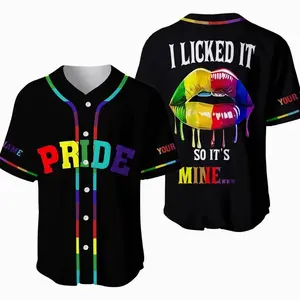 Custom LGBT Pride Rainbow Baseball Jersey Shirt, Rainbow Pride Shirt, Rainbow Lips Jersey Shirt, Lgbt Jersey Shirt, Lgbt Pride Jersey Shirt KGK