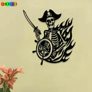 1pc Pirate Skeleton Metal Wall Art, Bold Pirate Skeleton Statue Mural, Ideal Gift for Halloween, Pirate Theme Party, Weather-Resistant Metal Wall Decor Wall Sculptures, Perfect for Outdoor Fence & Indoor Wall Pirate Decor Enthusiasts