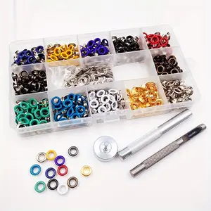 600pcs 5mm Grommet Kit Sets Grommets Eyelets with 3 Pieces Install Tool Kit and Box for Shoes Clothes Crafts Bag Office Stationery