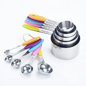 Measuring Cups and Spoons Set of 10 Piece, 18/8 Stainless Steel Nesting Measuring Cups Set for Cooking, Measuring Spoons Set
