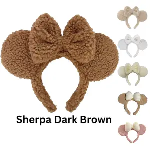 Sherpa Ears Headband - with Bow: Perfect for Theme Park visits, Dress-up, Parties, and more!