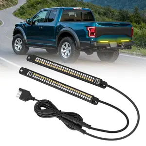 Nilight Truck Tailgate Light Strip 7 Inch Aluminum Frame Double Row 60 LED Red Running Brake Amber Sequential Turn Signals Strobe Lights Bar for Trailer Hitch Cargo Carrier Luggage Rack