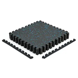 High-Density Interlocking EVA Foam Gym Floor Mats – 0.56'' Thick, 48 Sq Ft, Waterproof & Non-Slip Exercise Flooring for Home Gym, Garage & Fitness Room – 12 Tiles, Black