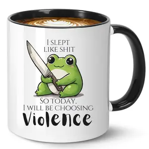Funny Frog Ceramic Coffee Mug 11oz, Options, Sarcastic Gag Gift for Gen Z Millennials, Perfect for Office Parties Holidays Gifts