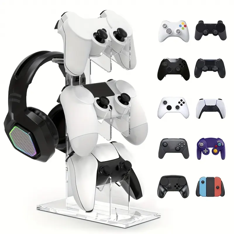 Universal 3-layer controller stand and headset stand gaming accessories for PS5 and PS4 storage stand, controller stand and headset stand gaming accessories in black, white, and transparent colors
