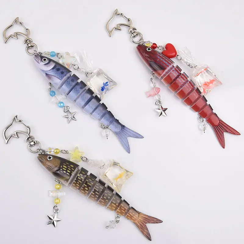 Realistic Fish Keychain, Fishing Lure Keychain With Beaded Charm, Fish Bait Keychain, Fish Bag Charm, Backpack Hanging, Y2K Fish Pendant, Fisherman Keychain, Key Holder, Keyring, Keychain For Bags, Purse Accessories for Women Men