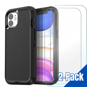 Entronix Bundle Compatible with iPhone 12 Mini - Heavy Duty Case & 2 Clear Screen Protectors