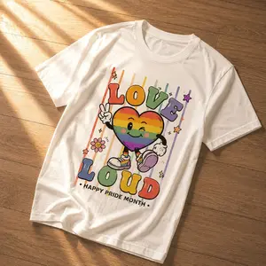 Love Loud Pride Month Tshirt, Rainbow Heart Graphic Tee, LGBTQ Pride Shirt, Cute Retro Pride Shirt, Happy Pride Month Gift
