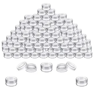 Houseables Sample Containers, Sample Jars, Lip Balm Containers, Mini Jars with Lids, Small, Empty, Makeup, Powder, Gloss, Cosmetic, Tiny, Dab, Wax, Scrub, Little, Travel, Clear Plastic, 3 Gram, 200 PK