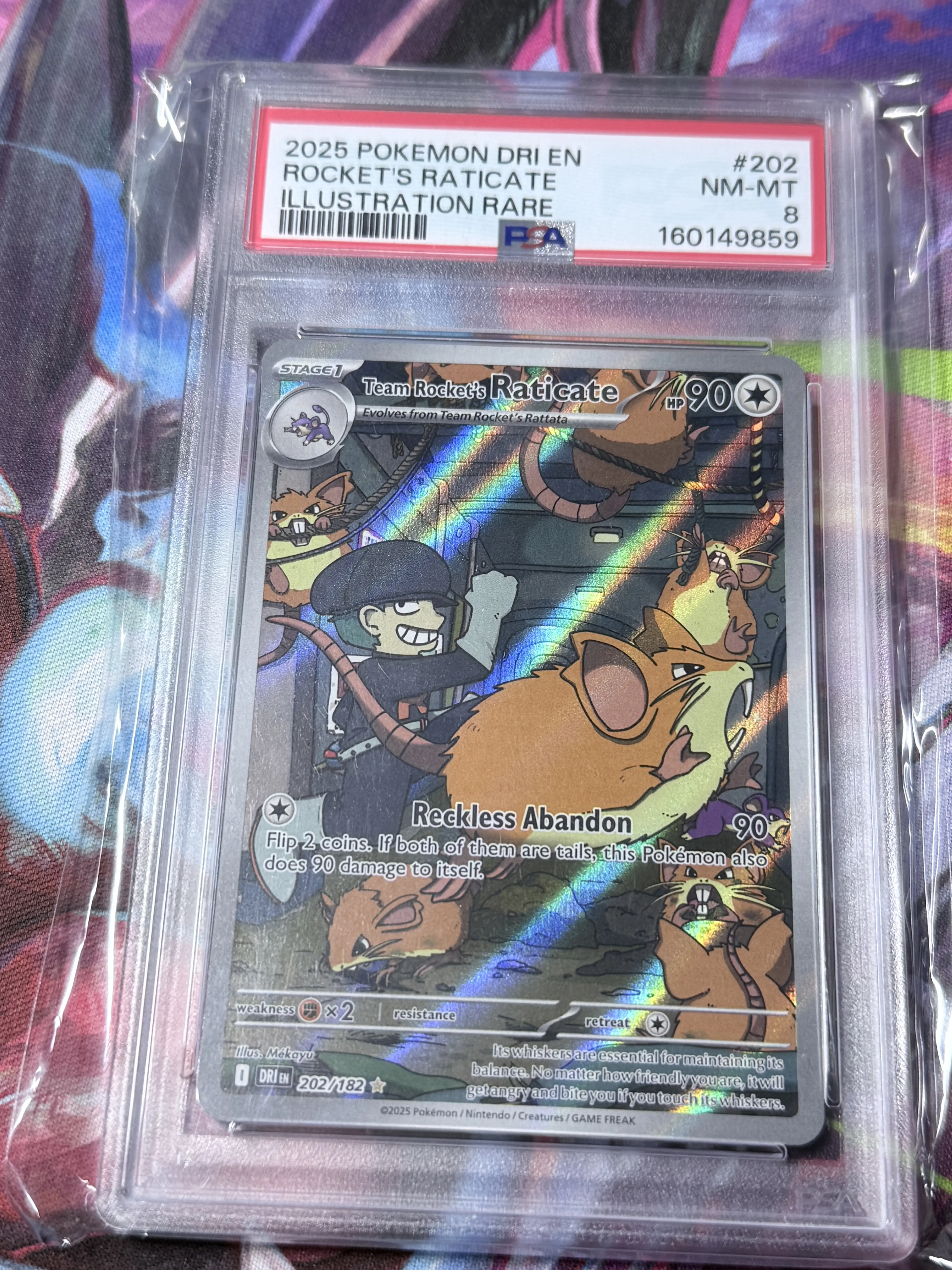 Team Rocket's Raticate - 202/182 - SV10: Destined Rivals (DRI) PSA 8