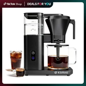 Kismile Pour Over Coffee Maker, 8 Cup Coffee Machine with 3s Instant Heat 197-205℉,Deep Cold Brew & Keep Warm 40 Min,Brew Smooth, Barista-Quality Coffee without Bitterness,BPA-Free PFAS-Free