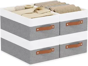 2/4/6-Pack Fabric Storage Baskets – Collapsible Closet Organizers for Shelving – Spacious Canvas Bins with 3 Handles – Ideal for Clothing, Toys, Blankets, Linens & Home Storage