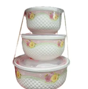 Glass Container Set with Lid - Versatile Food Storage with Floral and Patterns - Ideal for Microwaving - Cookware, Utensils