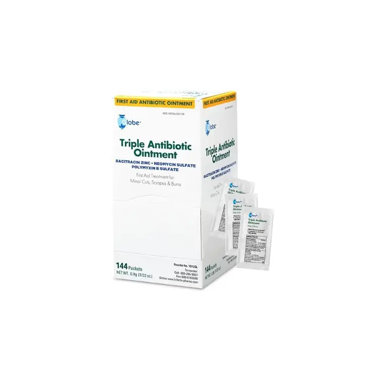 Globe (144 Pack) Triple Ointment 0.9g Single Packet, First Aid Kit for Minor Scratches, Wounds, Cuts and Burns, Prevents Infection Active Ingredients Compare to Leading Brand, Travel Size