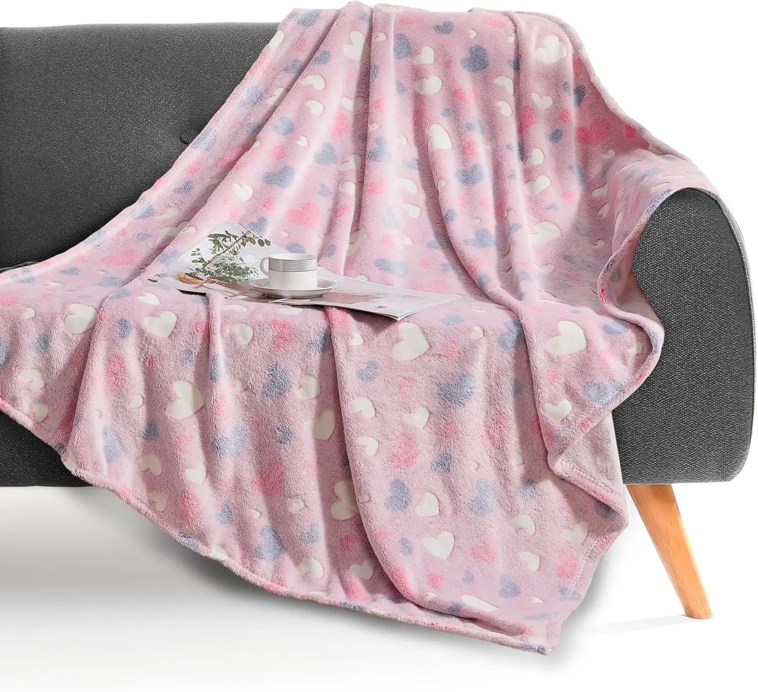 Mocassi Glow-in-the-Dark Throw Blanket with Silky-Soft Velvety Touch, 50in x 60in