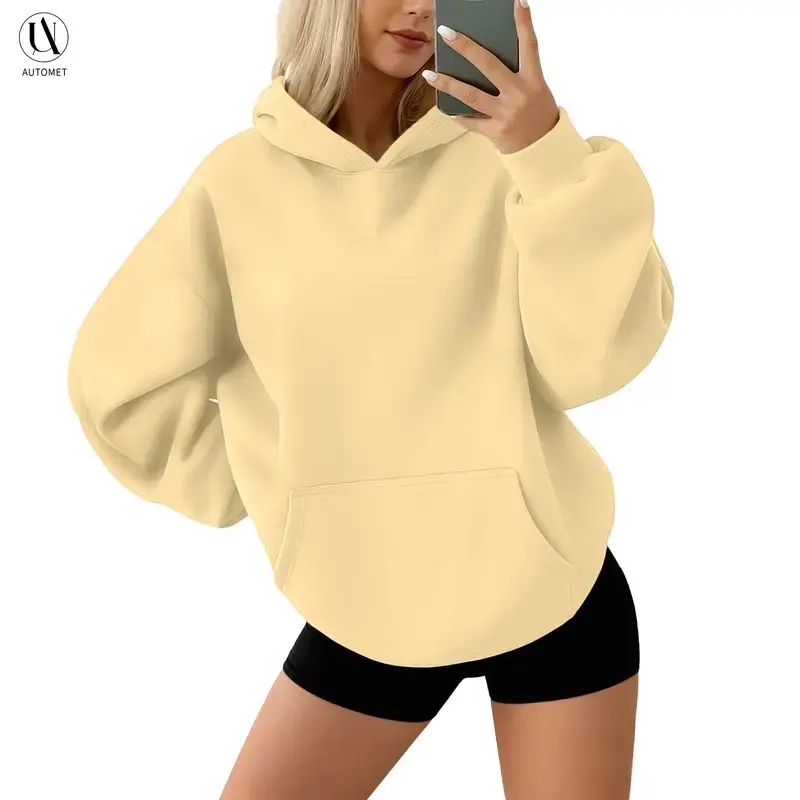 Women's Oversized Hoodies Pullover with Pocket, Casual Fleece Fabric, Minimalist Fall Clothes for Women Fashion Clothes