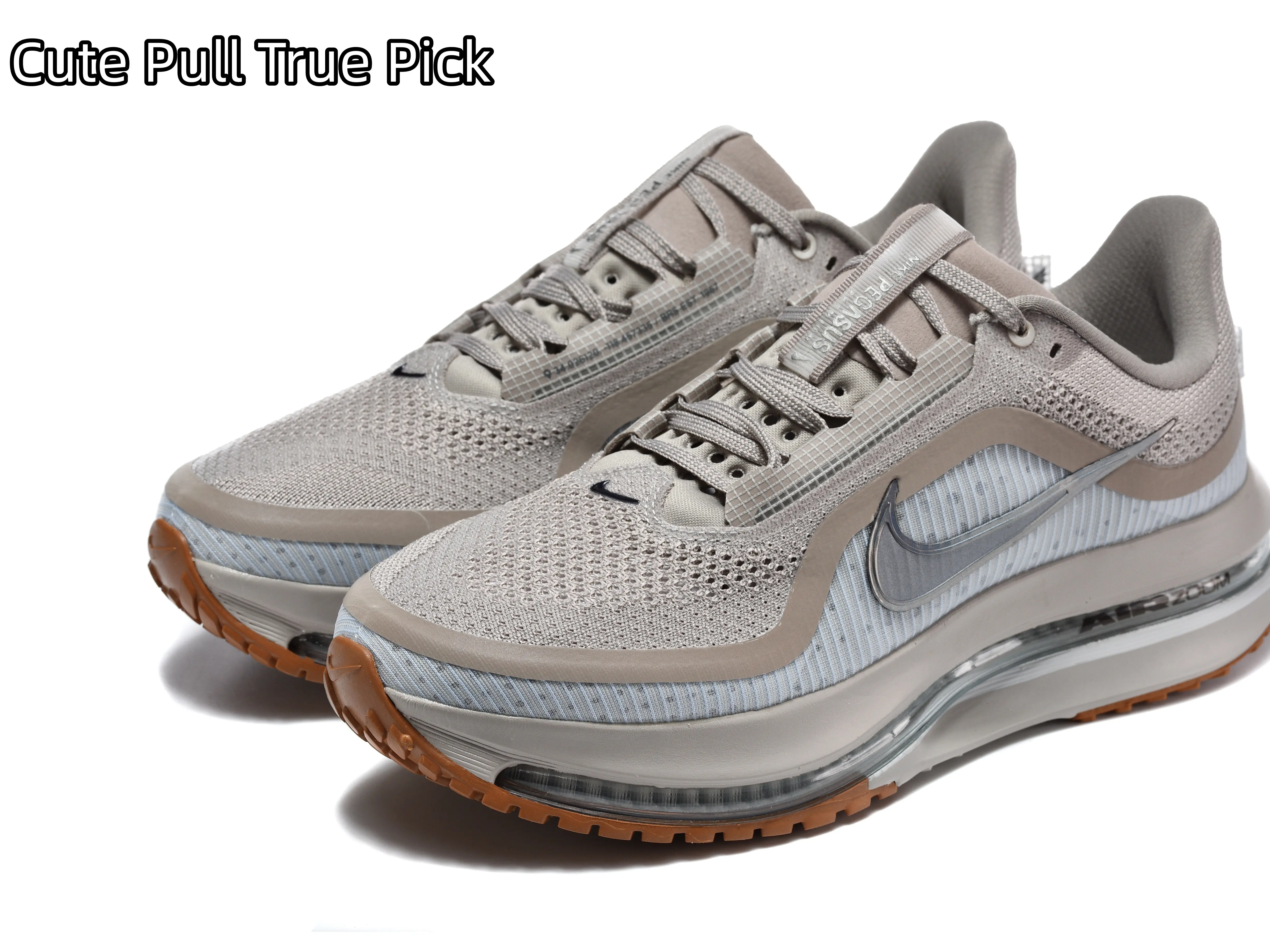 Neutral Latte Tone Cushion Running Sneakers, 2-Tone Breathable Woven Mesh, Gum Brown Non-Slip Traction Outsole, for Daily Commute & Light Hiking