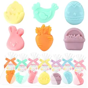 24 Pack Easter Soap Easter Egg Fillers Basket Stuffers with Bunny Chicks Carrots Pastel Bath Soaps for Egg Hunt Supplies, Party Favors, Gifts and Essentials