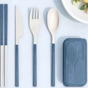 4-in-1 Lightweight Camping Cutlery Set, Portable Outdoor Picnic Utensils with Non-Slip Grip, Stainless Steel Fork Knife Spoon Chopsticks, Compact Foldable Design for Hiking, Travel, Dorm, Eco-Friendly, Durable & Easy Clean, Camping Kitchenware