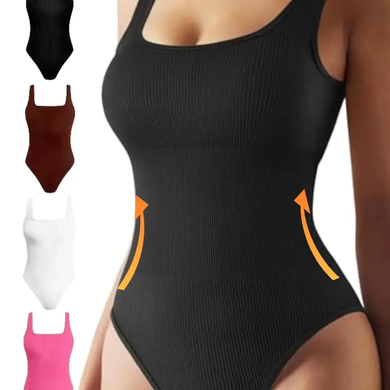 Women's Solid Color Tank Shapewear Bodysuit, Casual Comfortable Tummy Control Sleeveless Shaper for Daily Wear, Ladies Shapewear for All Seasons, Body Shaping Underwear, Compression Shaper Top