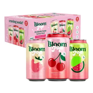 15 Pack-  Bloom Pop Prebiotic Soda Variety Pack, 12 fl. oz.