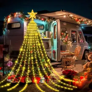 Christmas LED Star Cascade Light Expandable Decoration, Indoor Outdoor Christmas Tree Garden Decor, Festive Holiday Lighting