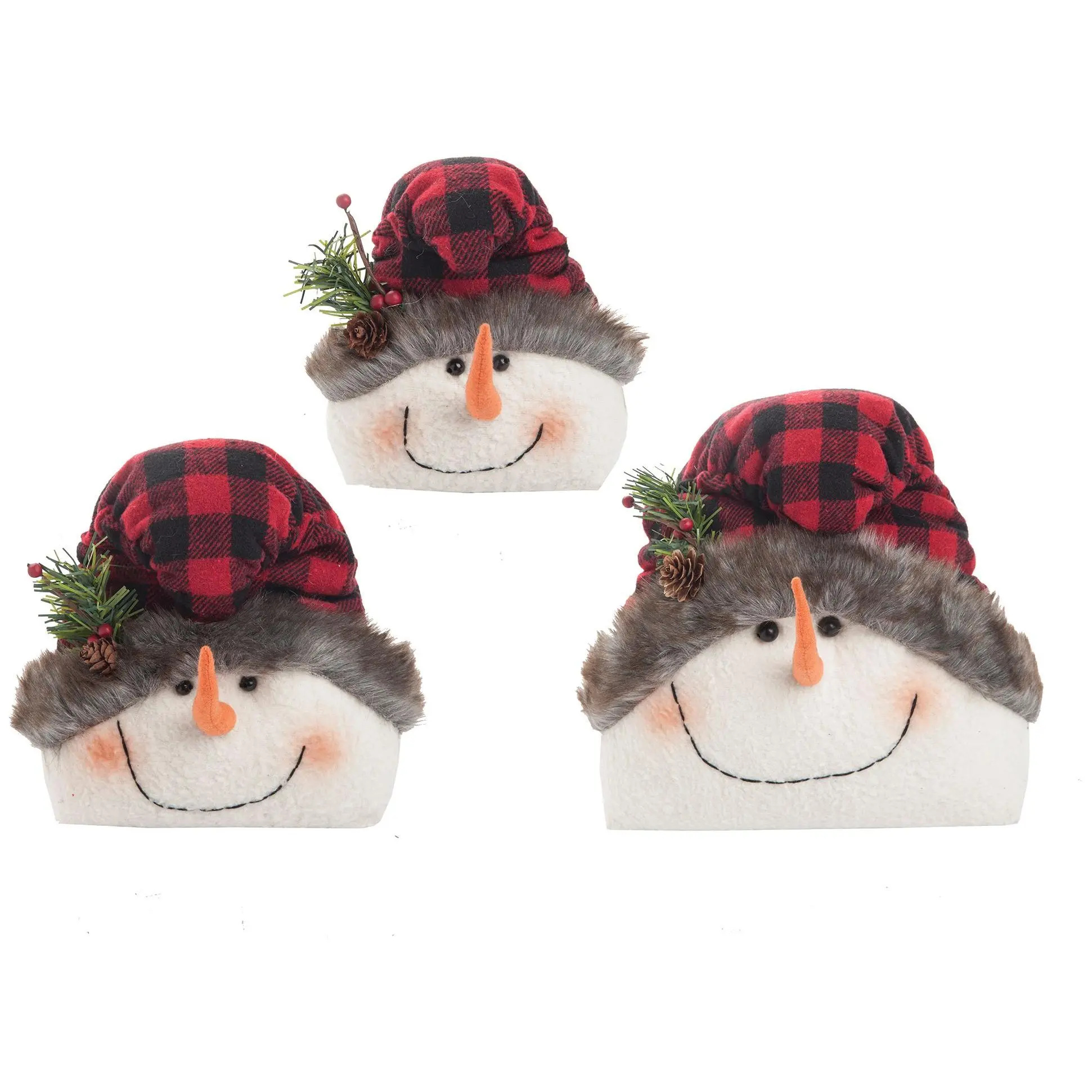 C&F Home Buffalo Check Snowmen Figurine Set of 3
