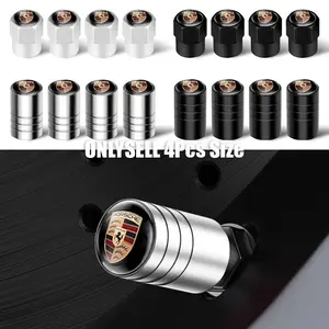 4PCS Car Wheel Tire Valve Cap Tyre Stem Cover For Porsche 911 Cayenne Carrera-GT 928 Panamera Boxster Macan 918 Taycan Cayman Automotive Auto Accessories Vehicle