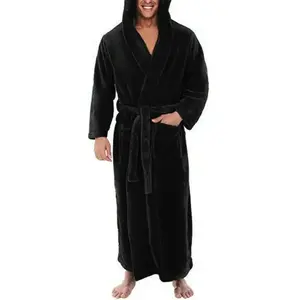 Oversize Men Bath Robe Winter Long Flannel Bathrobe Fleece Kimono Night Cozy Sleepwear Male Home Clothes Gown Sleepwear Loungewear Menswear