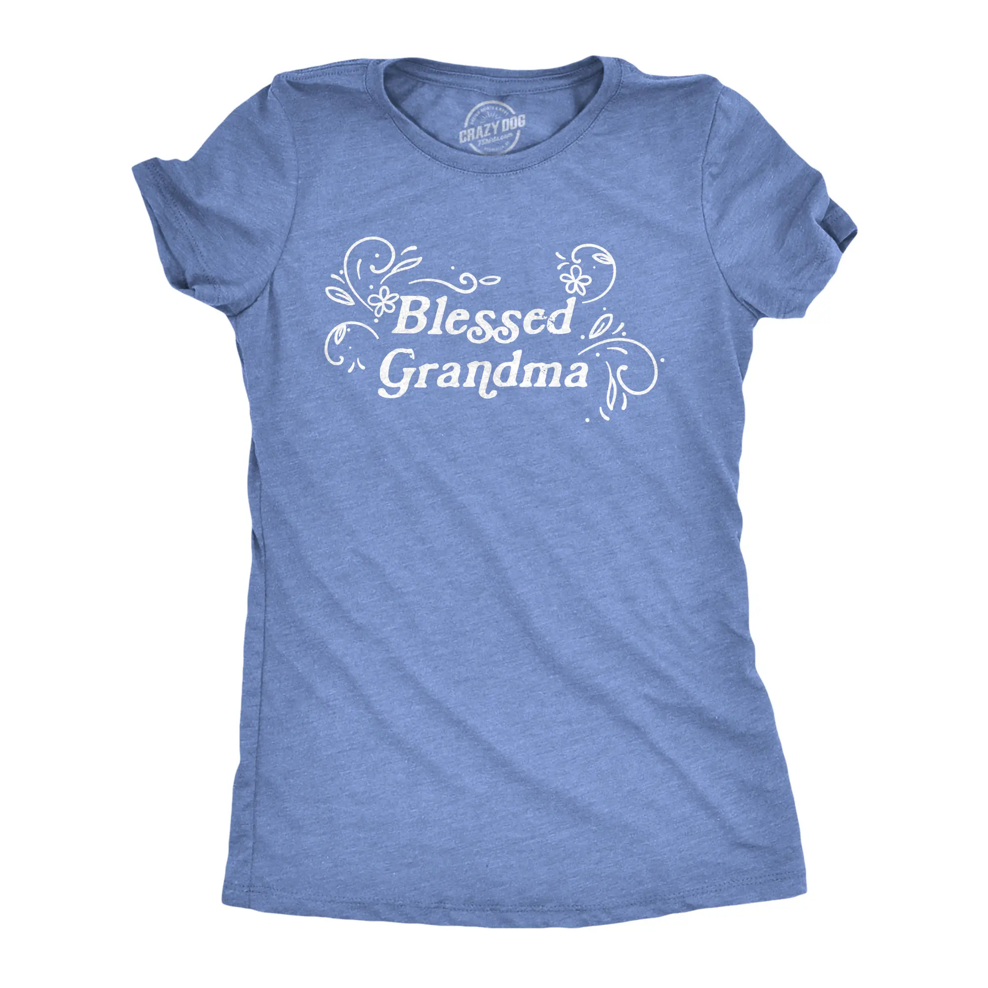 Womens Blessed Grandma T Shirt Funny Grandmother Appreciation Nana Graphic Novelty Tee Funny Womens T Shirts Cute Vintage Fashion Casual Ladies T-Shirt Gift Funny Grandma Top Women's Novelty Tees Light Blue