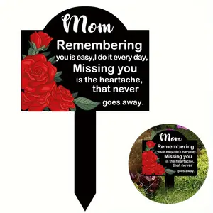 Mom's Memorial Plaque, Elegant Tribute Garden Stake Marker, Outdoor Garden Cemetery Stake Marker, Honoring Mom's Memory