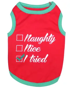 Parisian Pet 'Naughty or Nice' Dog Christmas T-Shirt - Festive Pet Holiday Shirt for Dogs & Cats, Red Winter