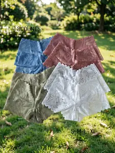 8 Pcs Thin Lace Breathable Women's Patterned Underwear, Seamless Low Rise Panties, Comfortable and Stylish Inner Wear for Daily Use, Breathable Seamless Knicker