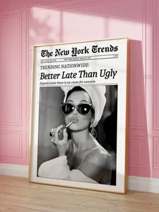 Trendy Newspaper Print, Better Late Than Ugly, New York Times Wall Art, Bathroom Decor