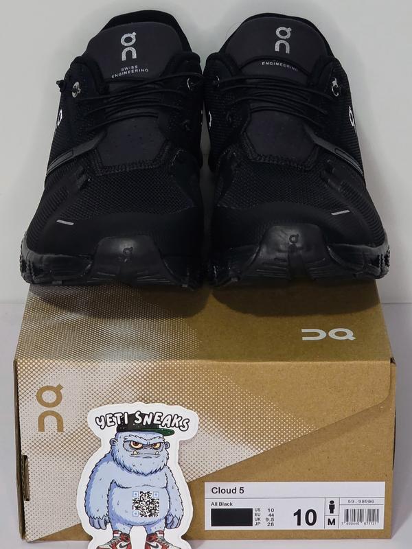 On Cloud 5 All Black Men's Sneaker with CloudTec Sole & Speedboard Technology Breathable Moisture-Wicking Lining Perfect for Any Terrain