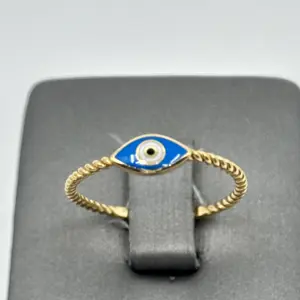 14k Mini Blue Evil Eye Ring